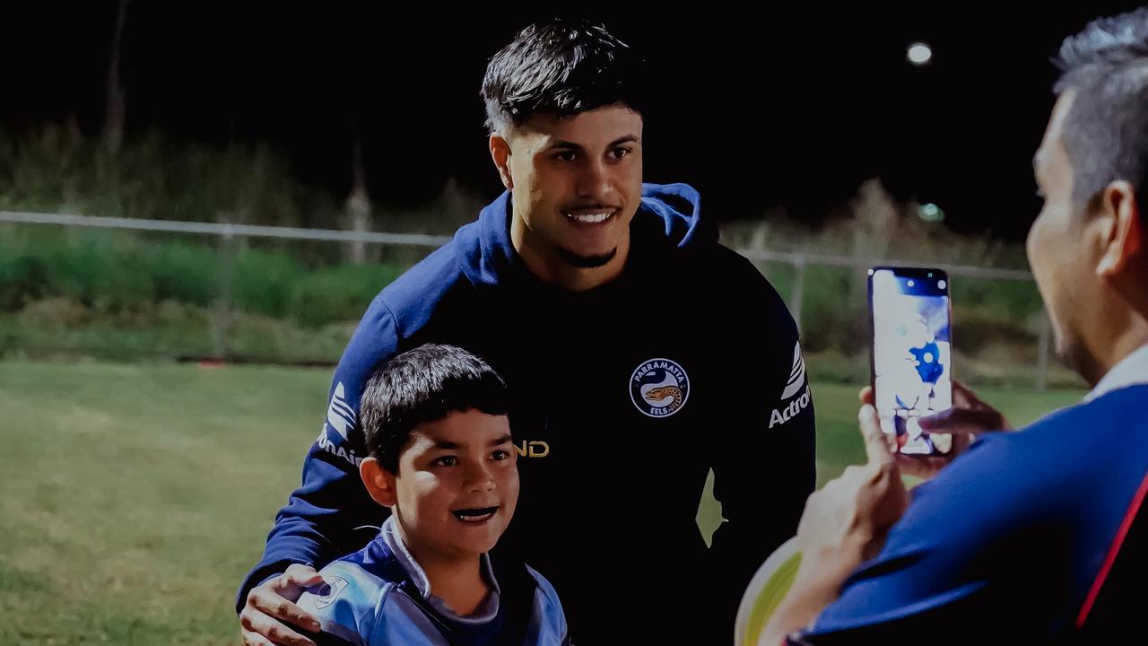 Haze Dunster was one of a number of Eels players who spent time with some of the club's juniors this week. Picture: Supplied