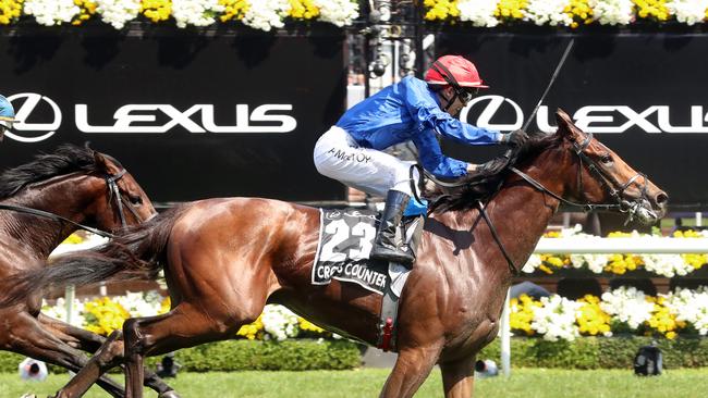 Cross Counter ridden by jockey Kerrin McEvoy snuck home in last year’s Melbourne Cup. Picture: Alex Coppel