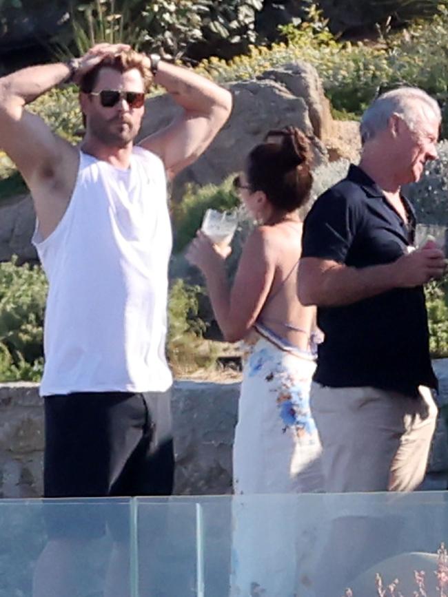 Chris Hemsworth seen with friends in Mykonos. Picture: Backgrid