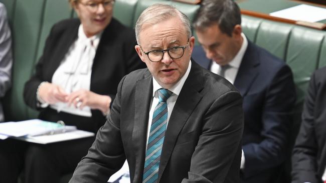 Prime Minister Anthony Albanese deflected the Opposition’s several questions on how many visas given to Palestinians fleeing Gaza were cancelled. Picture: NewsWire/ Martin Ollman