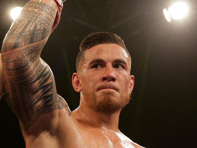 SYDNEY, AUSTRALIA - JANUARY 31:  Sonny Bill Williams looks celebrates defeating Chauncy Welliver in their heavyweight bout during the Footy Show Fight Night at Allphones Arena on January 31, 2015 in Sydney, Australia.  (Photo by Mark Metcalfe/Getty Images)