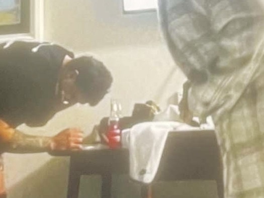 A supplied image that alleges to show NRL Star Latrell Mitchell with a white powder substance. Picture: Supplied