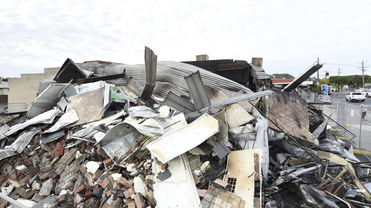 The Hamlyn Heights IGA in Vines Road was demolished after being severely damaged by fire. Picture: Alan Barber