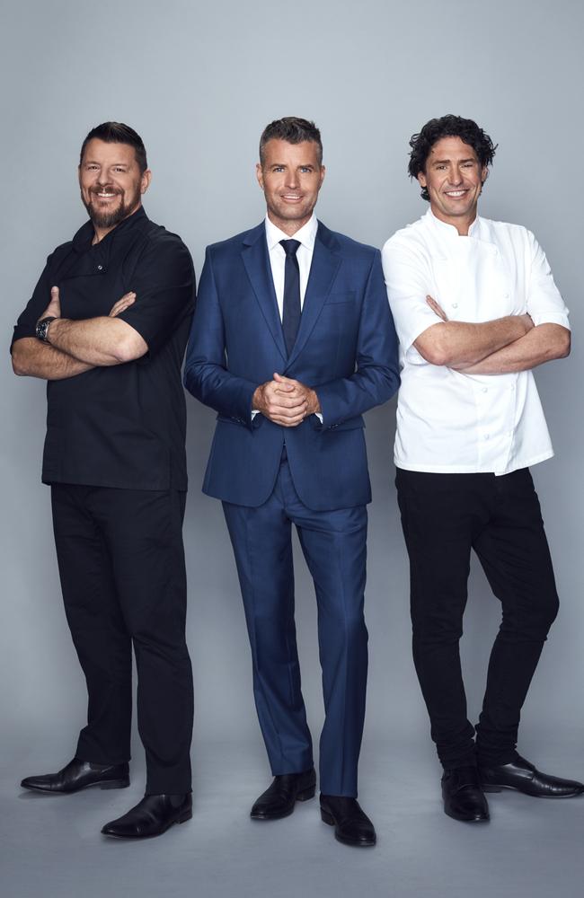 MKR judges Pete Evans, Manu Feildel and Colin Fassnidge.