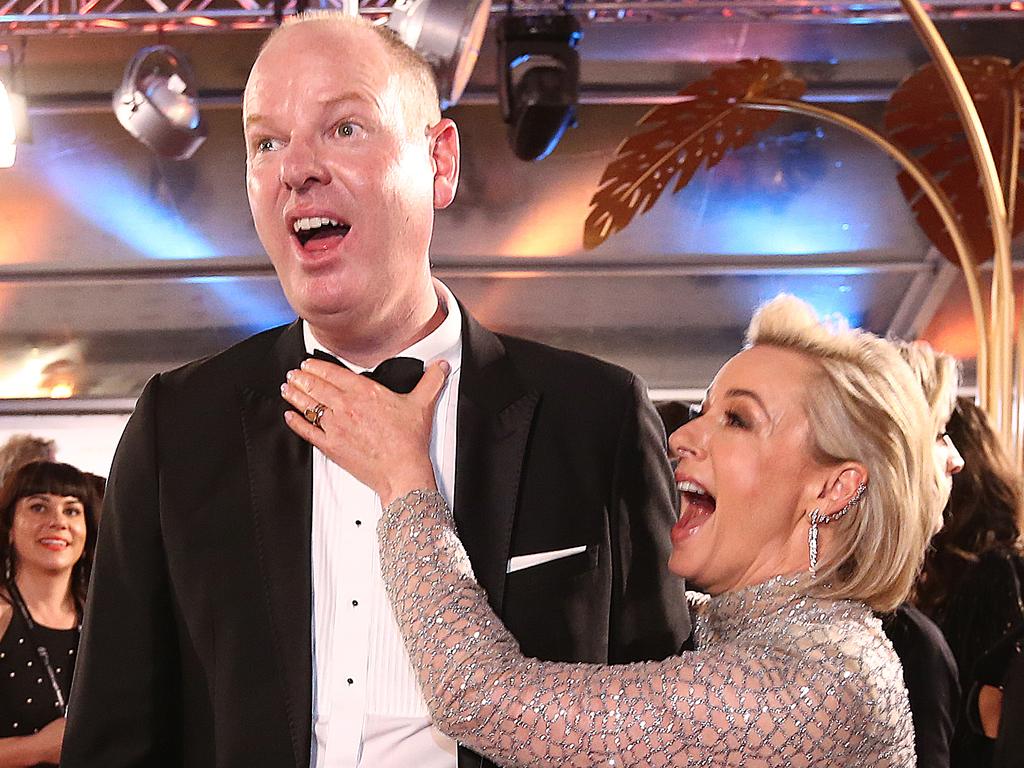 Tom Gleeson and Amanda Keller arrive at the 61st Annual TV Week Logie Awards. Picture: Jono Searle/Getty Images