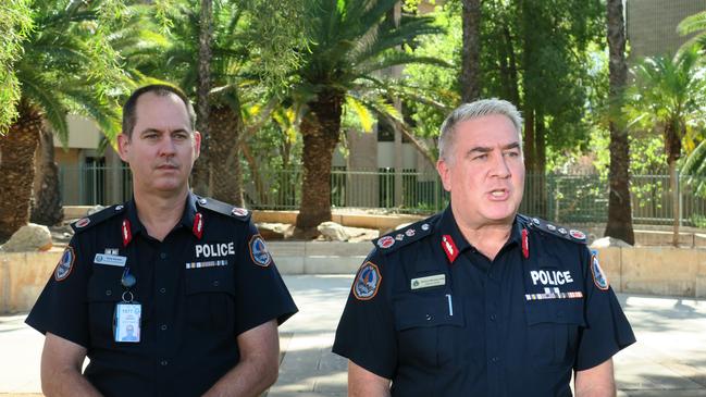 Police Commissioner Michael Murphy speaking at a press conference in Alice Springs, where he issued a Public Disorder Declaration in the Northern Territory town after violent community unrest. Photos: Gera Kazakov