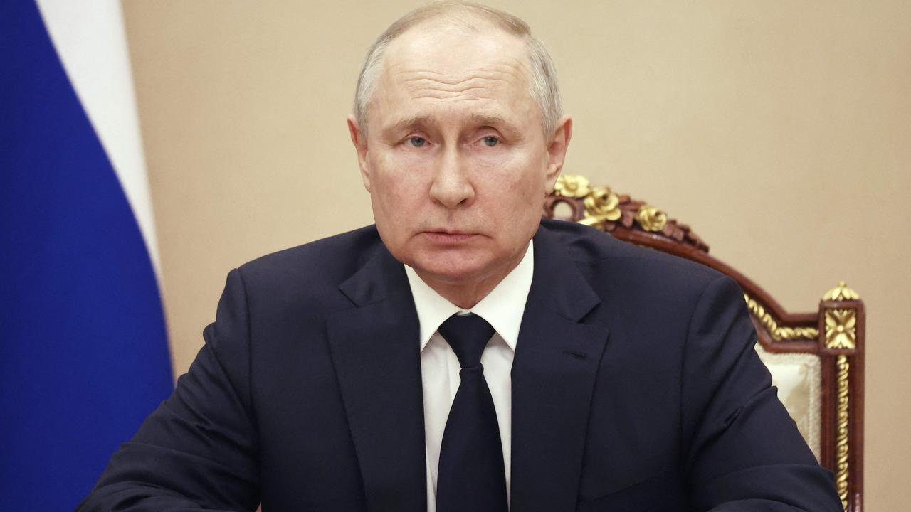 Russian President Vladimir Putin meets with the country's top security officials in Moscow on Sunday after an armed rebellion shook his more than two decades of rule. Picture: Valery Sharifulin/Sputnik/AFP