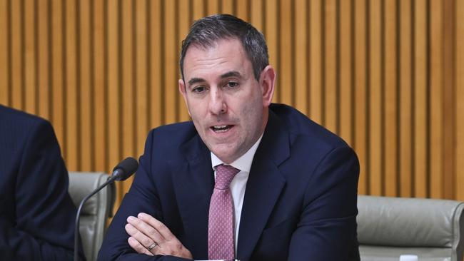 Treasurer Chalmers tried to downplay the upcoming national accounts figures. Picture: NewsWire / Martin Ollman