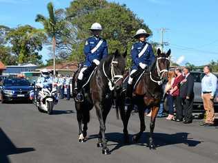 A grieving community gathered to wish Detective Senior Constable Alison Sheehan fairwell, after she passed away from her battle with cancer. Picture: Amber Gibson