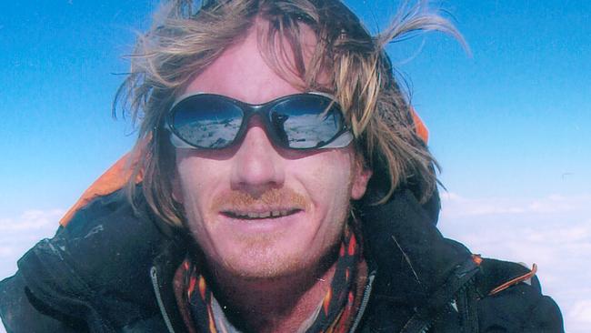 The climber at the summit of Makalu in Nepal, 8463m above sea level.