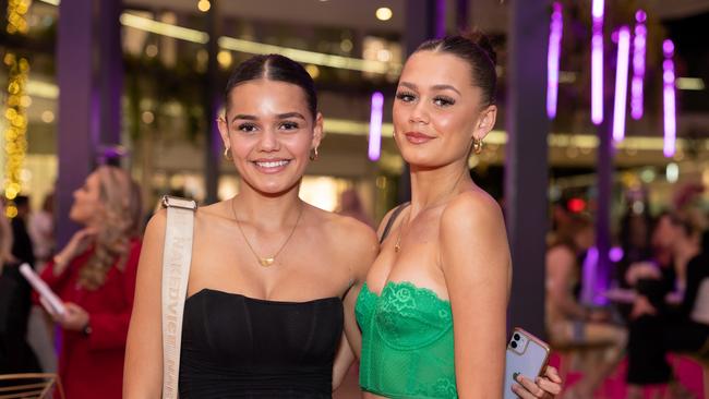 Bella O'Donnell-War and Jamiee O'Donnell-Warr at the Victoria's Secret Queensland Flagship Store Opening at Pacific Fair. Photo: Celeste Humphrey