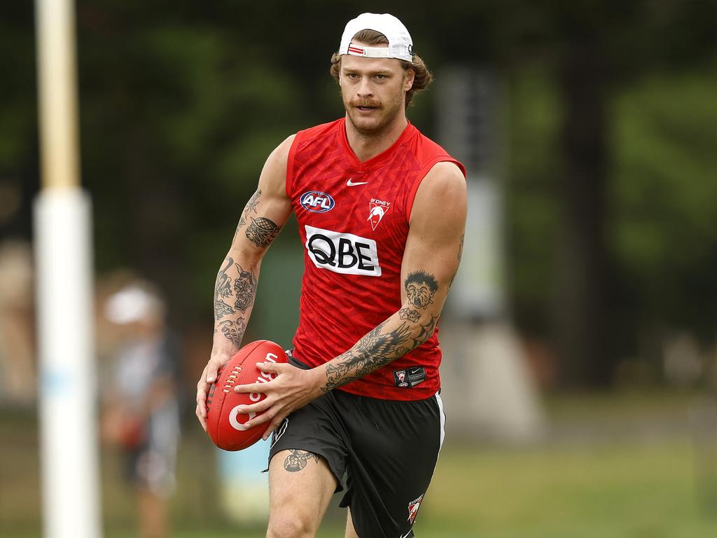 Ladhams has played an important role in pre-season as a forward option and as strong competition for Brodie Grundy. Picture: Phil Hillyard