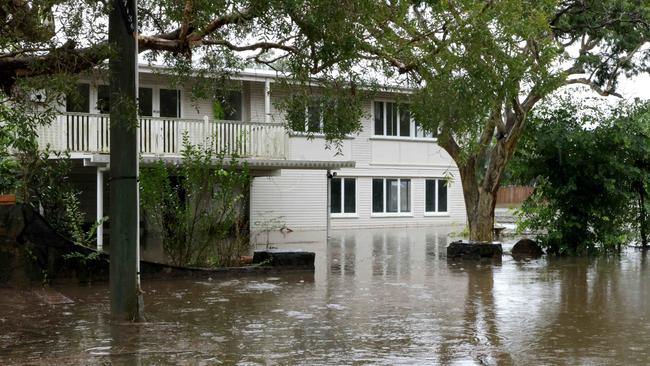 A house with flood on the lower level, Gladstone St, Oxley, Flood watch after Ex-Cyclone Alfred, Oxley - on Monday 10th March 2025 - Photo Steve Pohlner