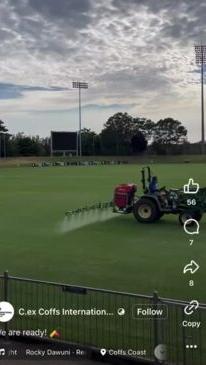 C.ex Stadium Coffs Harbour crews preparing for Wednesday's Big Bash League clash between Brisbane Heat and Sydney Sixers.