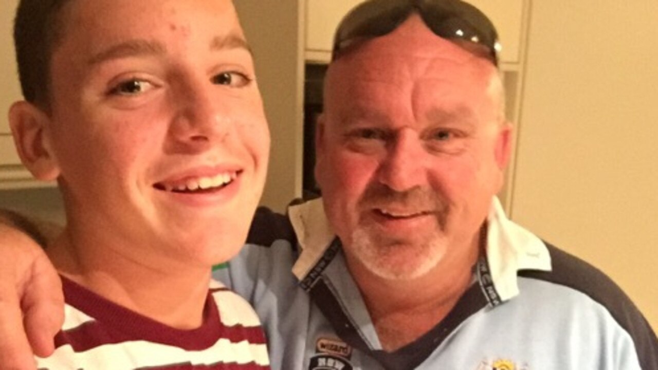 Jack Beasley, pictured with his father Brett, died in a fatal stabbing just before Christmas 2019.