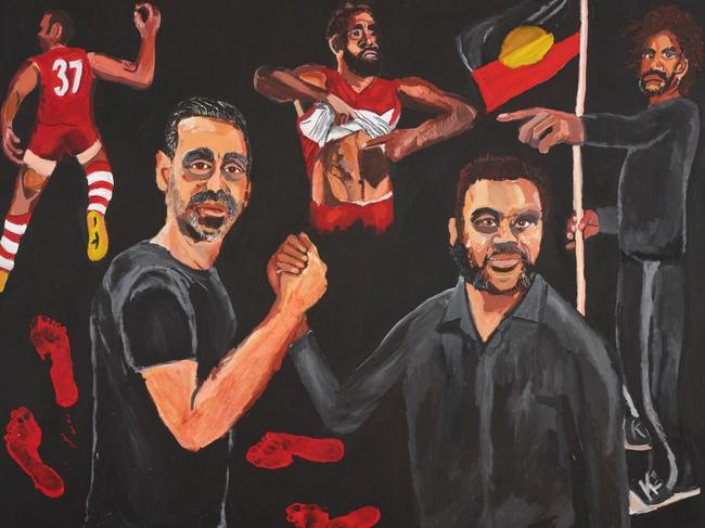 Vincent Namatjira wins Archibald Prize with Adam Goodes portrait