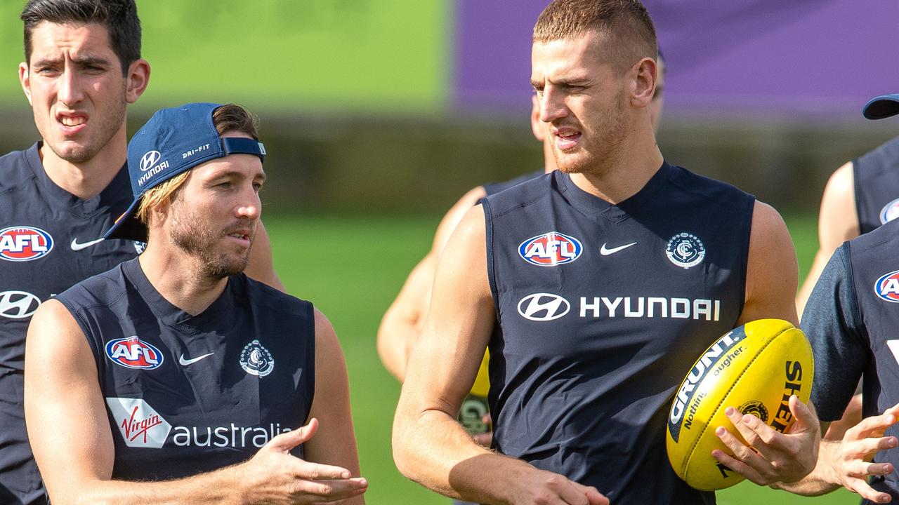 Dale Thomas and Liam Jones played together at Carlton. Picture: Jay Town