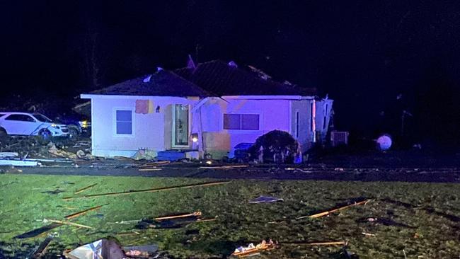 A damaged home near Silver City, Mississippi. Picture: Mississippi Highway Patrol / AFP.