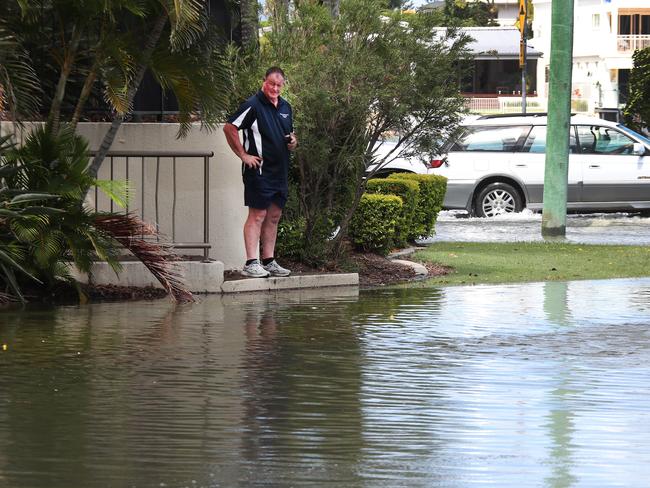 Flooding from the King tide at Budds Beach at Surfers Paradise was made worse by the approaching storm system. Picture Glenn Hampson