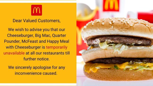 McDonald's Fiji have issued a warning that burgers are currently unavailable across the country.