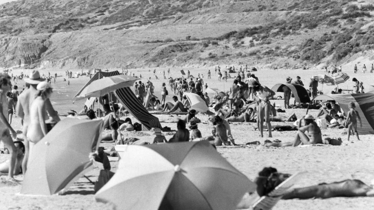 Nude bathers on Maslin Beach 17 January 1982.