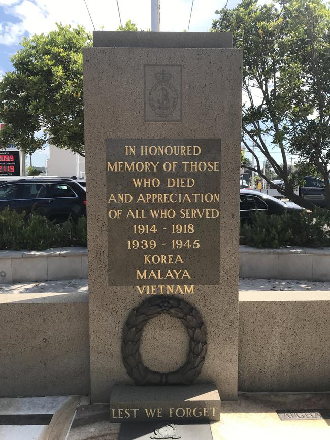 The war memorial in the triangular reserve at Narrabeen. Picture Manly Daily