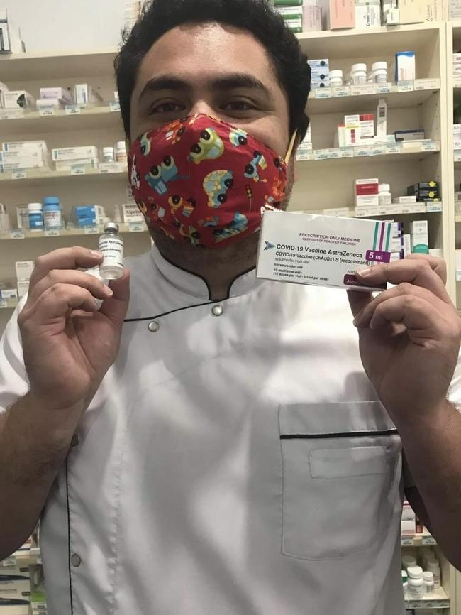 Pharmacist James Smith, co-owner of Coraki Pharmacy, with some of the Astra Zeneca Covid doses he has been administering to Northern Rivers residents.