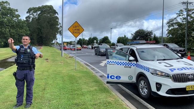 A man was taken to hospital after being shot in the right shoulder after a special police operation on the Pacific Highway near Coffs Harbour on Friday, April 14. Picture: Sandra Moon