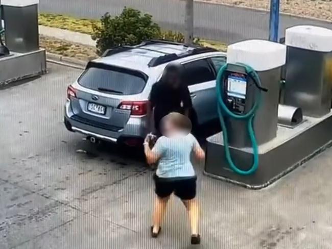 Footage of the alleged incident at the Shiners Jet car wash in Frankston Picture: 9News