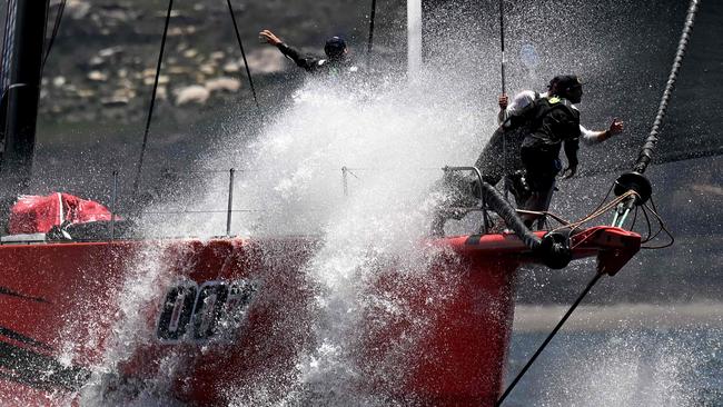 Master Lock Comanche competes in the 2024 SOLAS Big Boat Challenge on Sydney Harbour in Sydney on December 10, 2024. (Photo by SAEED KHAN / AFP) / -- IMAGE RESTRICTED TO EDITORIAL USE - STRICTLY NO COMMERCIAL USE --