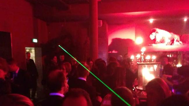 The infamous taxidermy party featuring stuffed animals shooting lasers from their eyes. Picture: Business Insider