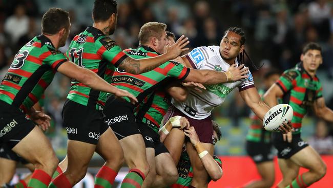 Martin Taupau on the charge for the Sea Eagles.