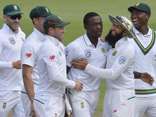 PORT ELIZABETH, SOUTH AFRICA - MARCH 09: Kagiso Rabada of South Africa celebrate during day 1 of the 2nd Sunfoil Test match between South Africa and Australia at St George's Park on March 09, 2018 in Port Elizabeth, South Africa. (Photo by Ashley Vlotman/Gallo Images/Getty Images)