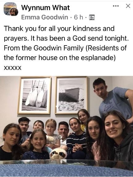 The Goodwin family turns to Facebook to thank those who supported them after their home was destroyed by fire. Picture: Facebook/Wynnum What