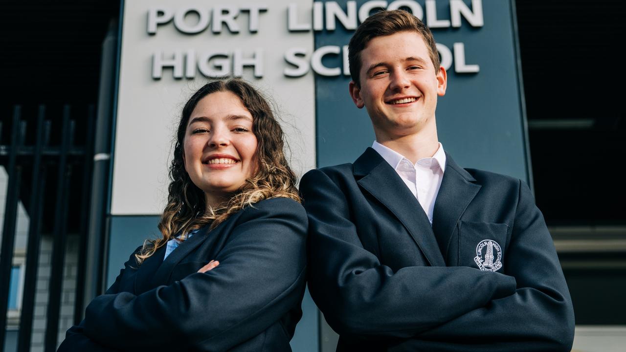 Port Lincoln High School captains Sophie Lang and Liam Akehurst. Picture: Robert Lang