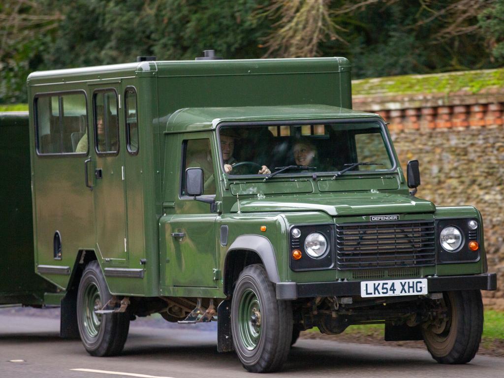 Prince Philip’s Land Rover Defender 130 Gun Bus being driven around Sandringham in Norfolk. Picture: Media Mode