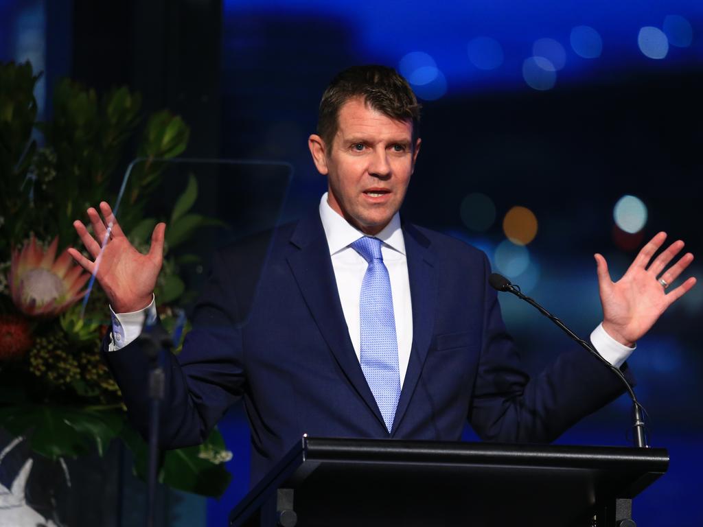 Then-Premier Mike Baird at the 2016 Bradfield Oration. Picture: Adam Taylor