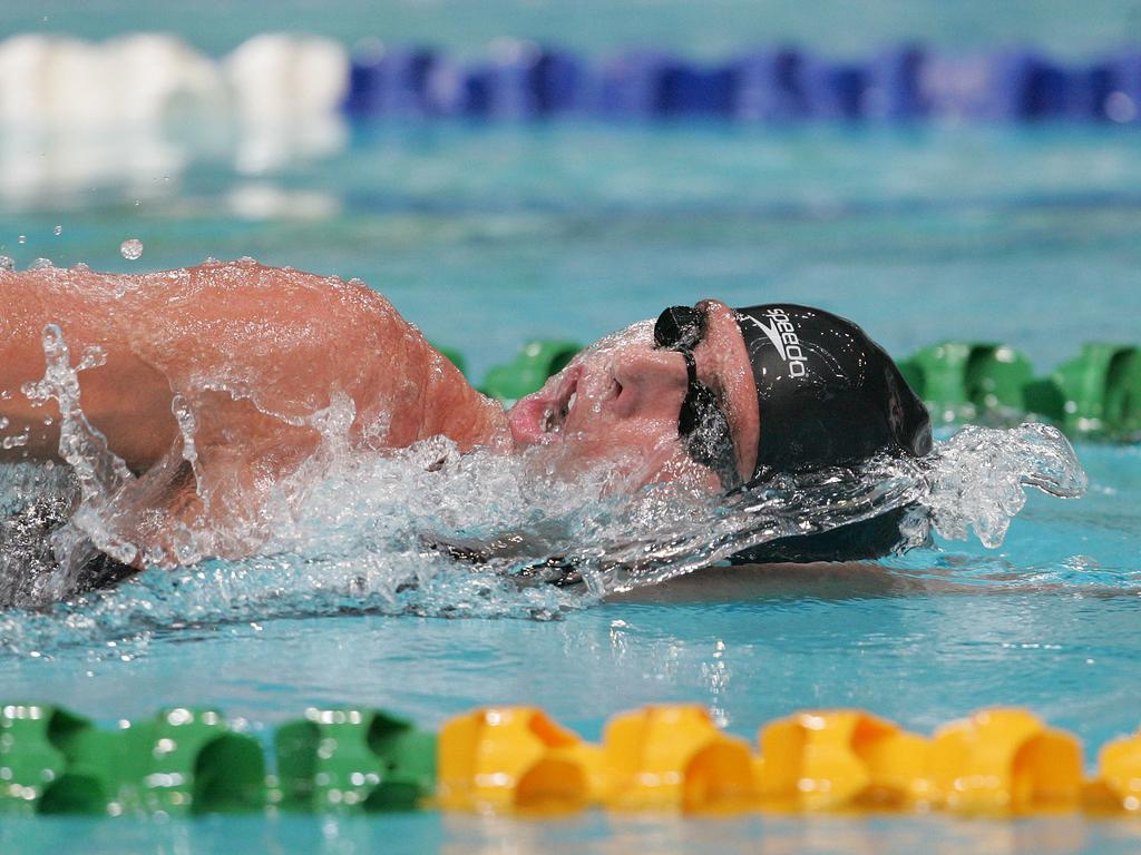 Grant Hackett in action during the men's 1500m freestyle final event at the Swimming Grand Prix in Sydney's Olympic Park, Sunday, July 6, 2008. The Swimming Grand Prix is the Australian swim team's final competition before the Beijing Olympics. Picture: AAP Image/Jenny Evans