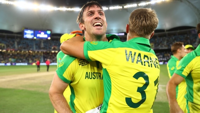 Mitch Marsh was named Man of the Match in the final and David Warner was named Man of the Tournament. Picture: Michael Steele-ICC/ICC via Getty Images