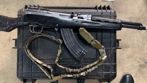 Guns were located during a search warrant undertaken as part of Operation Ironside at Mount Mee. Picture: QPS