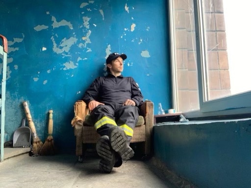 Andy Dunt at the Kharkiv Fire Station where he is based.