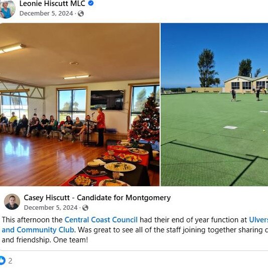 Veteran Tasmanian Liberal MP Leonie Hiscutt has shared dozens of her son’s candidate Facebook page posts, prompting claims she is breaching party rules by helping an independent take on an endorsed Liberal.