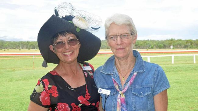 DRESSED TO IMPRESS: Noel Trace and Lesley Eerger at Nanango's first race meet this year. Picture: Madeline Grace