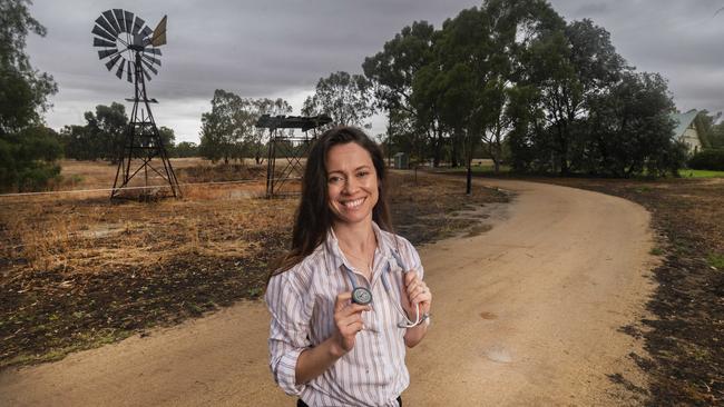 Doctor and self-confessed ‘city girl’ Rachel James moved to Deniliquin in rural NSW to be able to care for her patients ‘from cradle to grave’. Picture: Rob Leeson