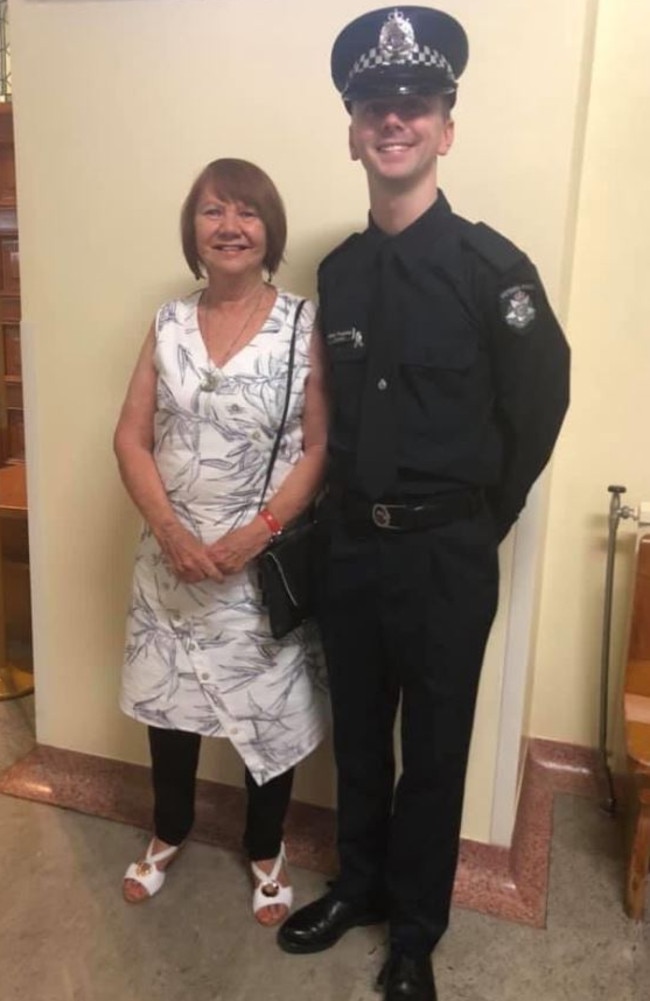 Eliza Anderson with her grandson Constable Josh Prestney. Picture: Facebook