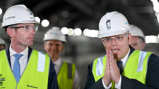 Prime Minister Scott Morrison with NSW Premier Dominic Perrottet. Picture: NCA NewsWire / Jeremy Piper