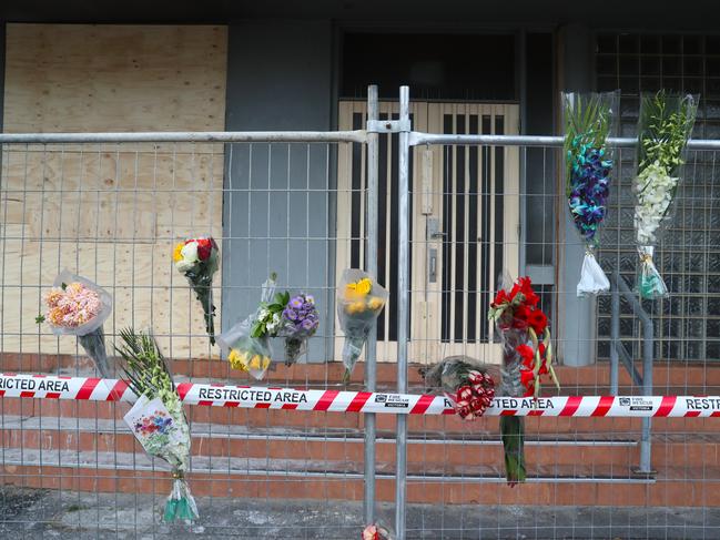 Flowers outside the Adass Israel Synagogue in Ripponlea on Sunday. Picture: David Crosling