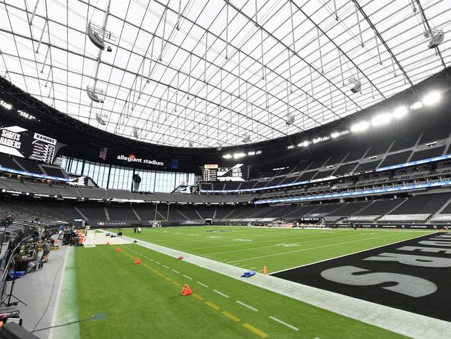 LAS VEGAS, NEVADA - SEPTEMBER 21: A view of the field before an NFL game between the New Orleans Saints and the Las Vegas Raiders at Allegiant Stadium on September 21, 2020 in Las Vegas, Nevada.   Ethan Miller/Getty Images/AFP == FOR NEWSPAPERS, INTERNET, TELCOS & TELEVISION USE ONLY ==