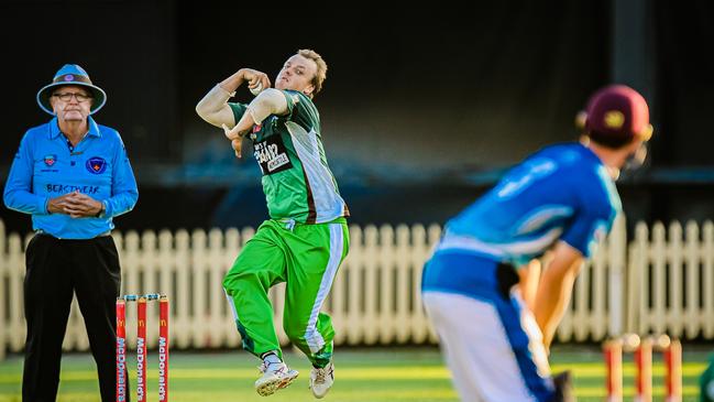 Aaron Bills took a remarkable double hat-trick for Newcastle in the Regional Bash. Picture: Ben Churcher