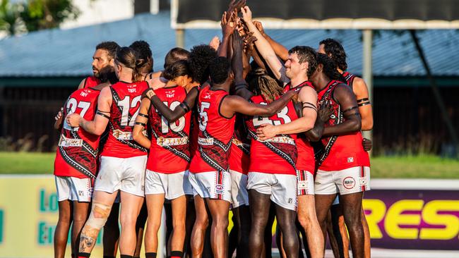 The Tiwi Bombers were at their exciting best against the Palmerston Magpies. Picture: Pema Tamang Pakhrin